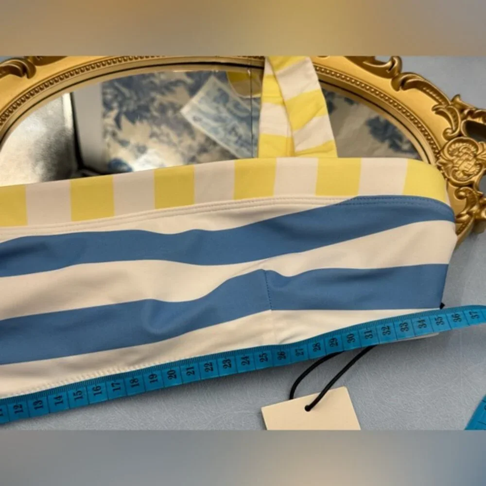 🆕 STAUD 🧿 NWT ColorBlock Stripe Bikini Set: Liv Top Sz L + Devon Bottom Sz XL - Picture 15 of 16